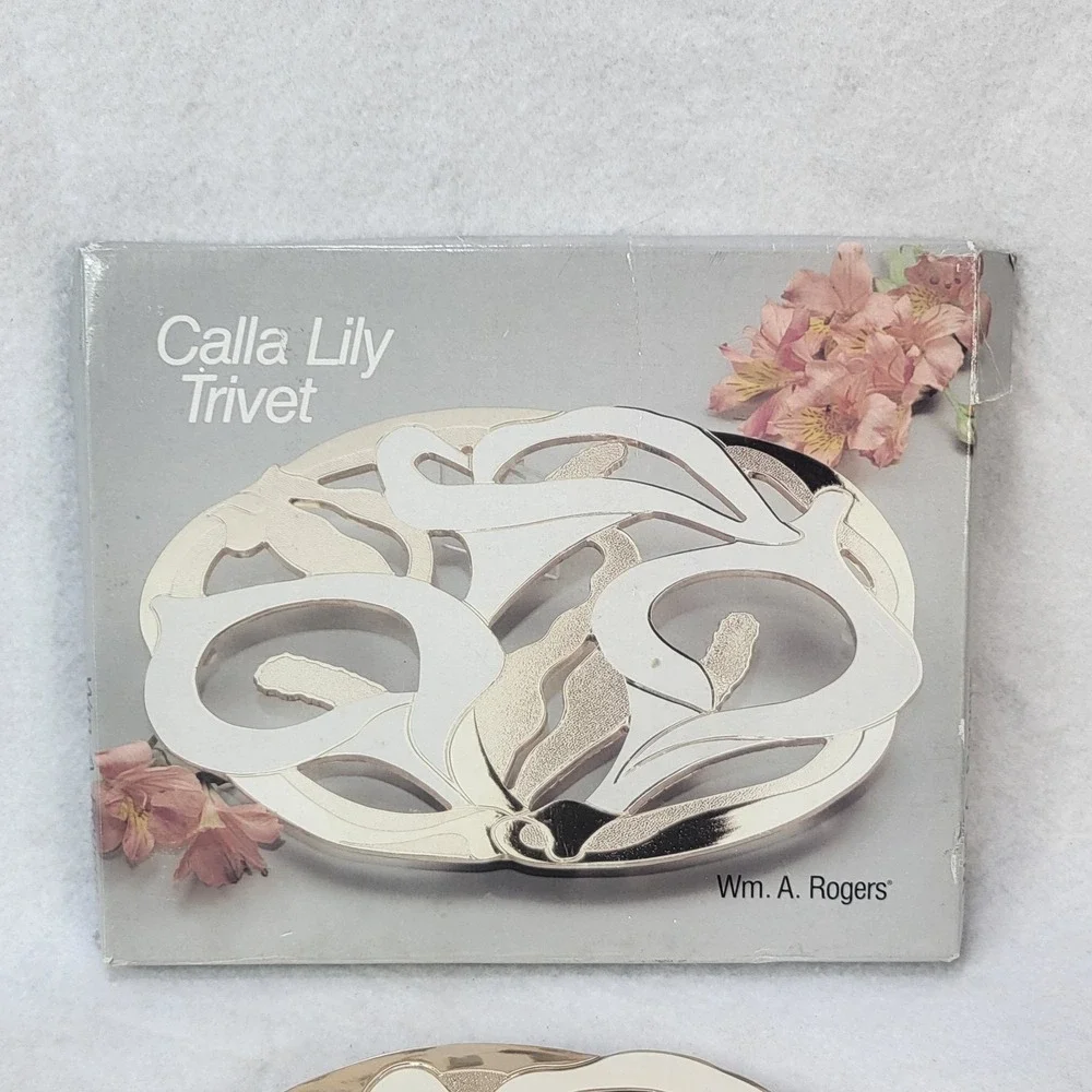 Wm A Rogers Calla Lily Trivet Metal Hot Plate Oneida‎ Japan Floral Decor